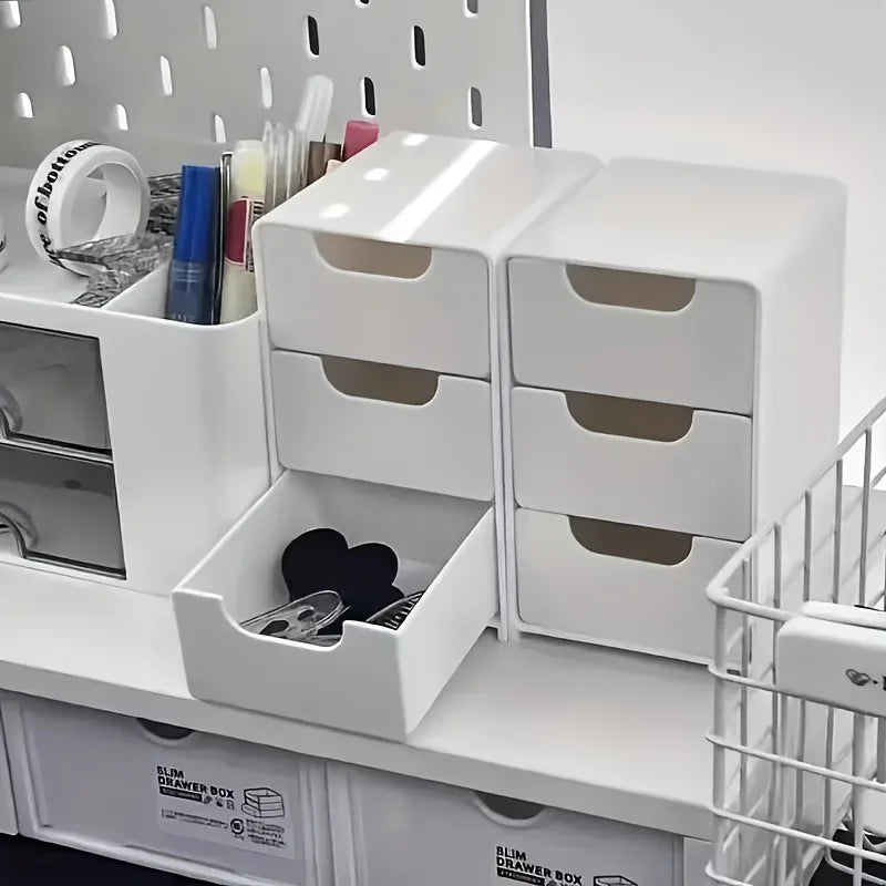 3-Tier Desk Organizer with Drawers — Portable Storage for Office, Jewelry & Cosmetics