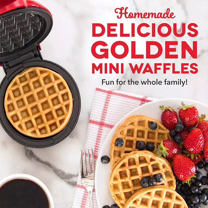 Electric Mini Waffle Maker — Double-Sided Heating Breakfast Machine for Home & Kitchen
