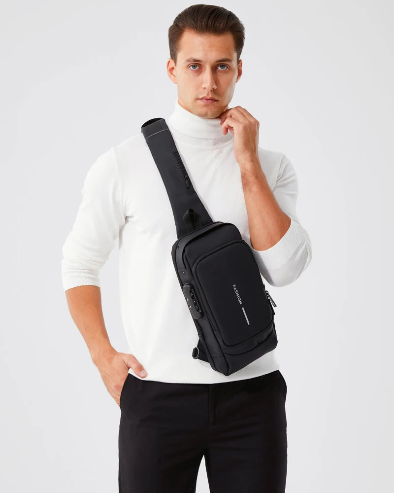 Men's PU Leather Crossbody Bag — Anti-Theft Shoulder & Chest Bag Multifunctional for Travel
