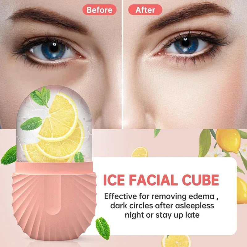 Ice Face Roller — Silicone Ice Cube Facial Massager for Eye Puffiness & Pore Shrinking