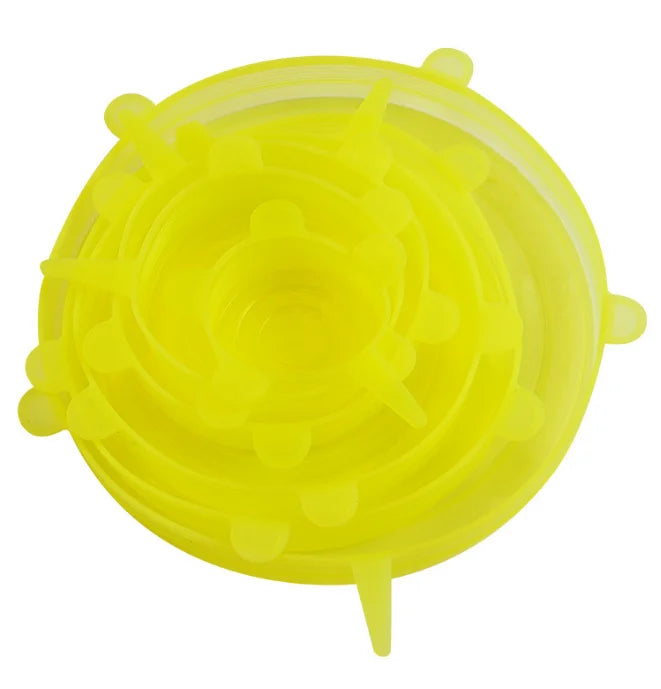 6PCS Silicone Food Cover Set — Reusable Airtight Stretch Lids for Kitchen & Food Storage