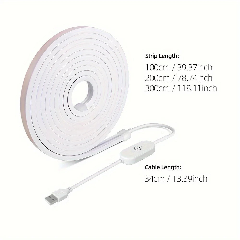 Smart Neon LED Light Strip — Dimmable Touch Sensor Flexible Waterproof Rope Light for Room Decor
