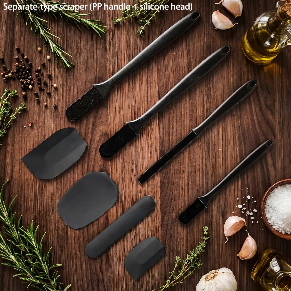 Silicone Kitchen Utensil Set — 6-Piece Baking Tool Set with Spatula, Scraper & Oil Brush