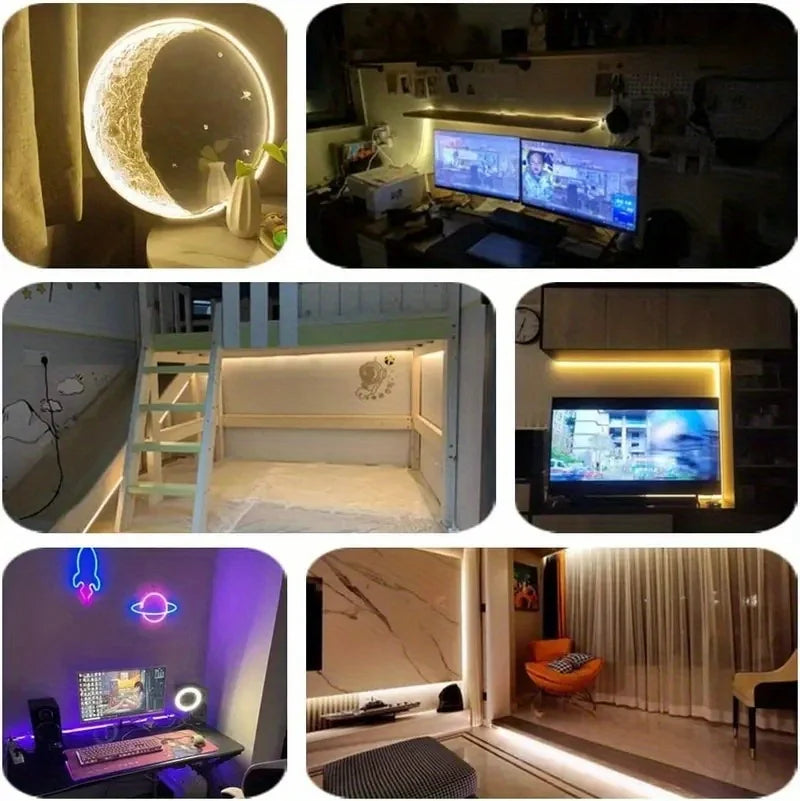 Smart Neon LED Light Strip — Dimmable Touch Sensor Flexible Waterproof Rope Light for Room Decor