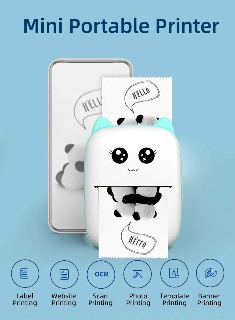 Mini CAT Portable Thermal Printer — Wireless Bluetooth Photo & Label Printer for Android & iOS