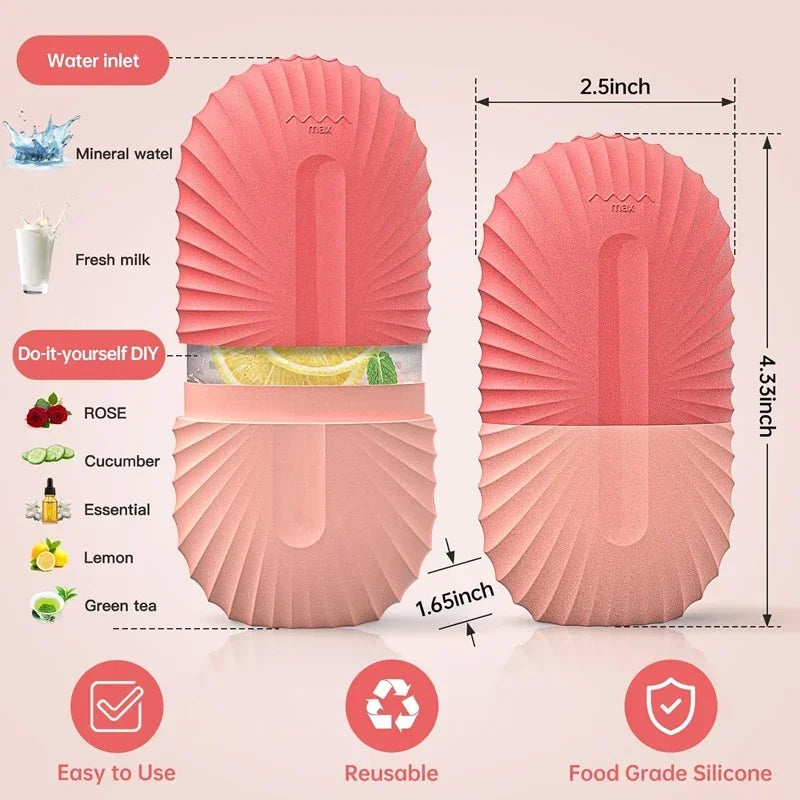Ice Face Roller — Silicone Ice Cube Facial Massager for Eye Puffiness & Pore Shrinking
