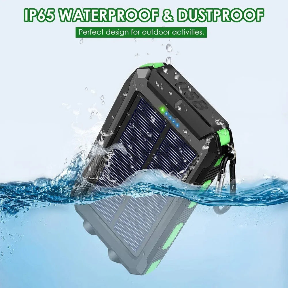 Solar Power Bank 80000mAh — Portable External Battery Charger with LED Light for All Smartphones