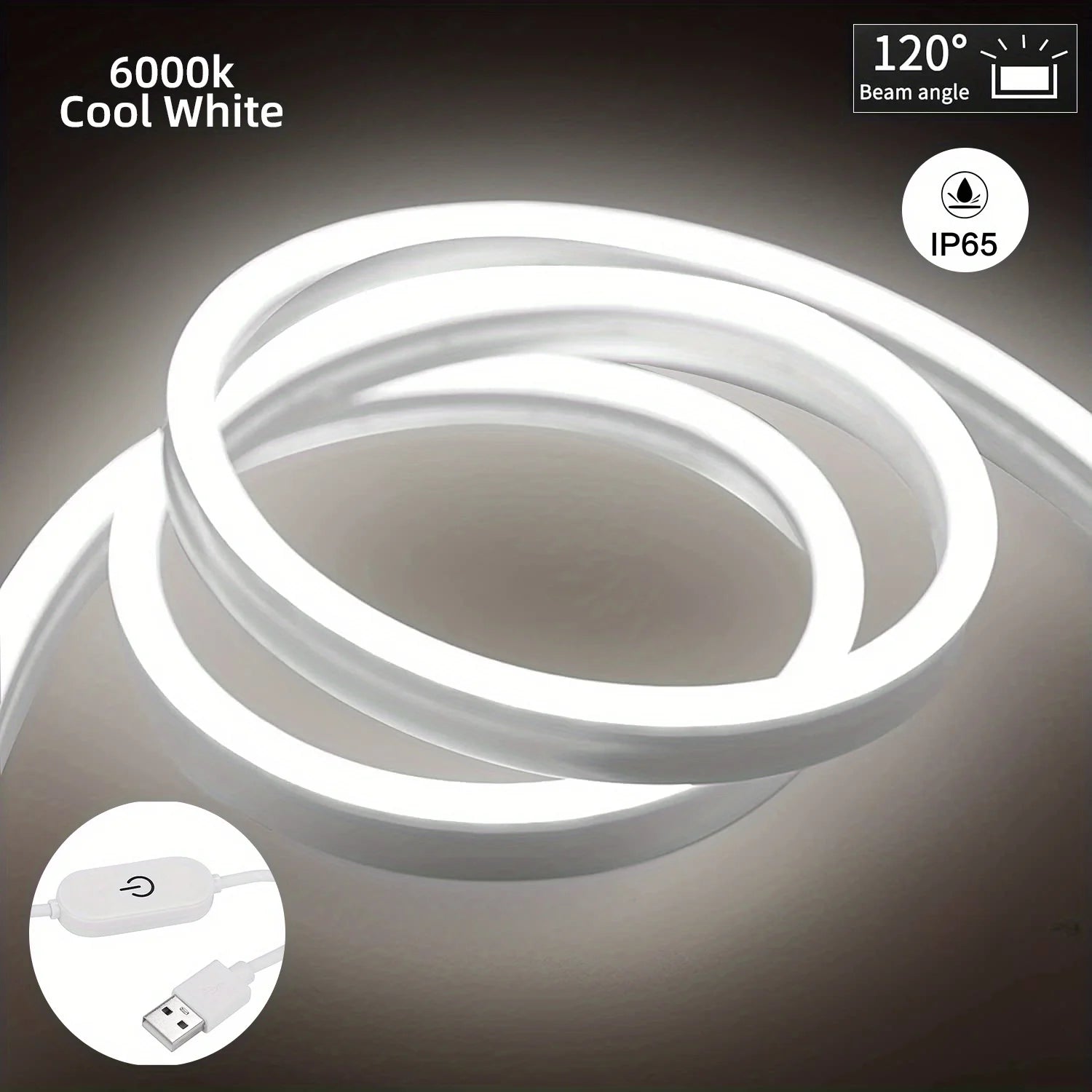 Smart Neon LED Light Strip — Dimmable Touch Sensor Flexible Waterproof Rope Light for Room Decor