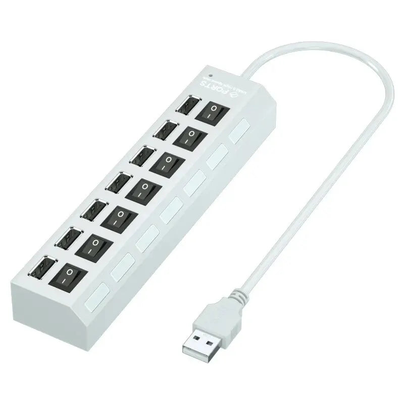 High Speed 4/7 Port USB Hub 2.0 — Multi USB Splitter with LED & Switch for PC & Laptop