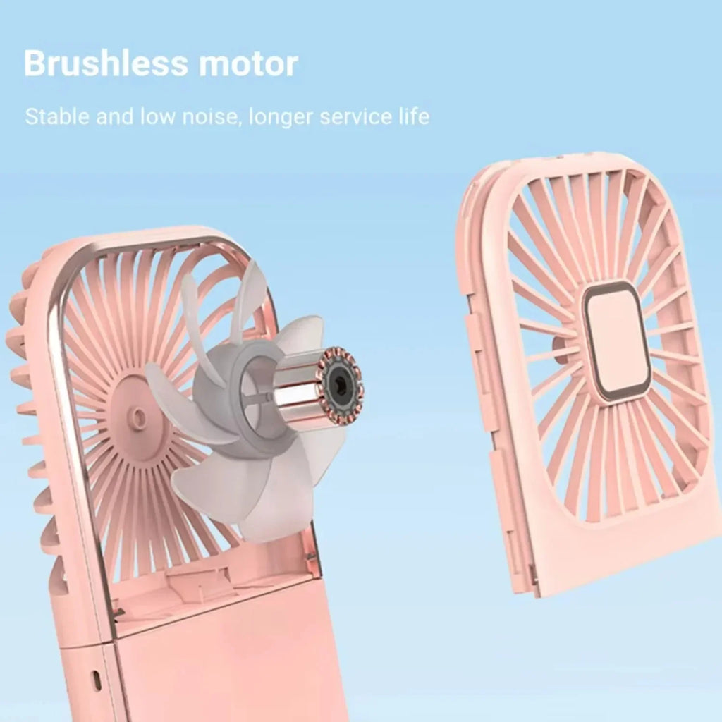 3-in-1 Portable Neck Fan & Power Bank — Foldable USB Rechargeable Desktop Fan for Home, Office & Outdoor