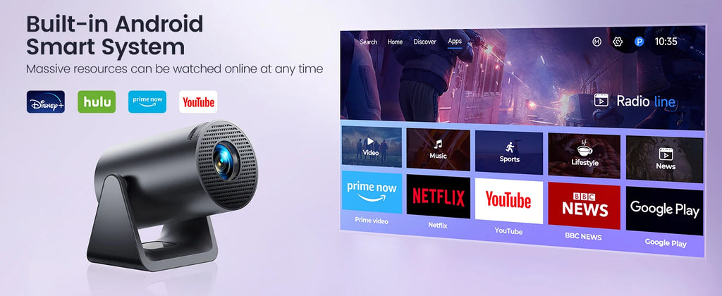 Wimius L1 Mini Projector — 1080P 300 ANSI Android 11 WiFi Bluetooth with Auto Keystone