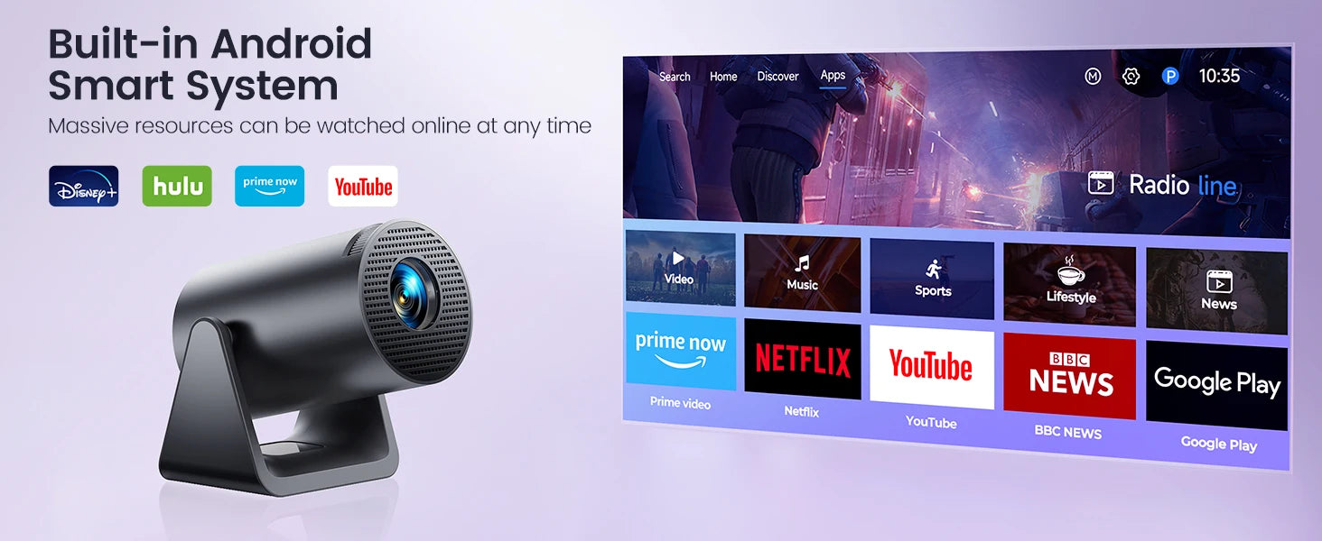Wimius L1 Mini Projector — 1080P 300 ANSI Android 11 WiFi Bluetooth with Auto Keystone