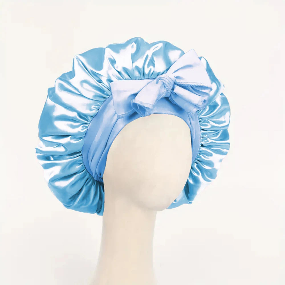 Satin Silk Sleeping Bonnet — Adjustable Hair Bonnet with Tie Band for Women & Men