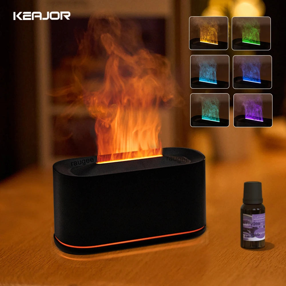 Flame Aroma Diffuser — Essential Oil Humidifier with LED Night Light for Home & Bedroom