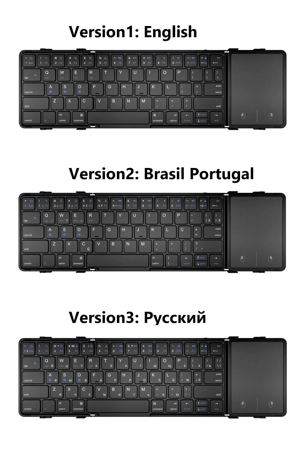 Foldable Bluetooth Keyboard with Touchpad — Wireless PU Leather Keyboard for iOS, Android & Windows