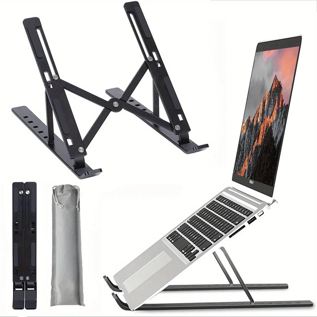 Adjustable Aluminum Laptop Stand — 6-Level Foldable & Portable for 8-16" Laptops