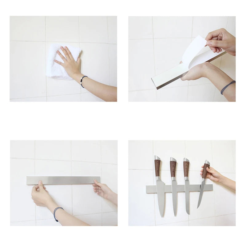Magnetic Knife Holder Strip — Stainless Steel Wall Mount Rack for Kitchen 30/40/50cm