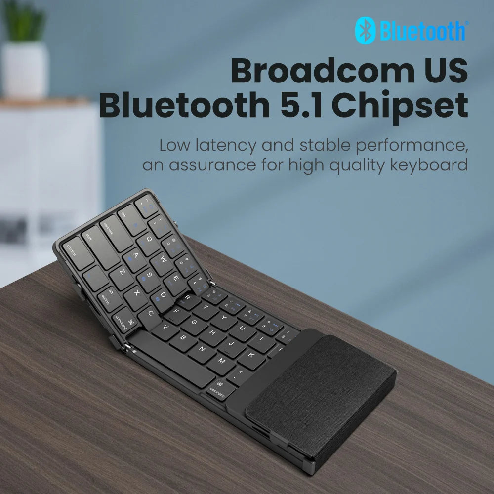 Foldable Bluetooth Keyboard with Touchpad — Wireless PU Leather Keyboard for iOS, Android & Windows