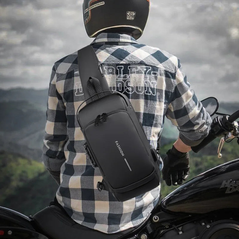 Men's PU Leather Crossbody Bag — Anti-Theft Shoulder & Chest Bag Multifunctional for Travel