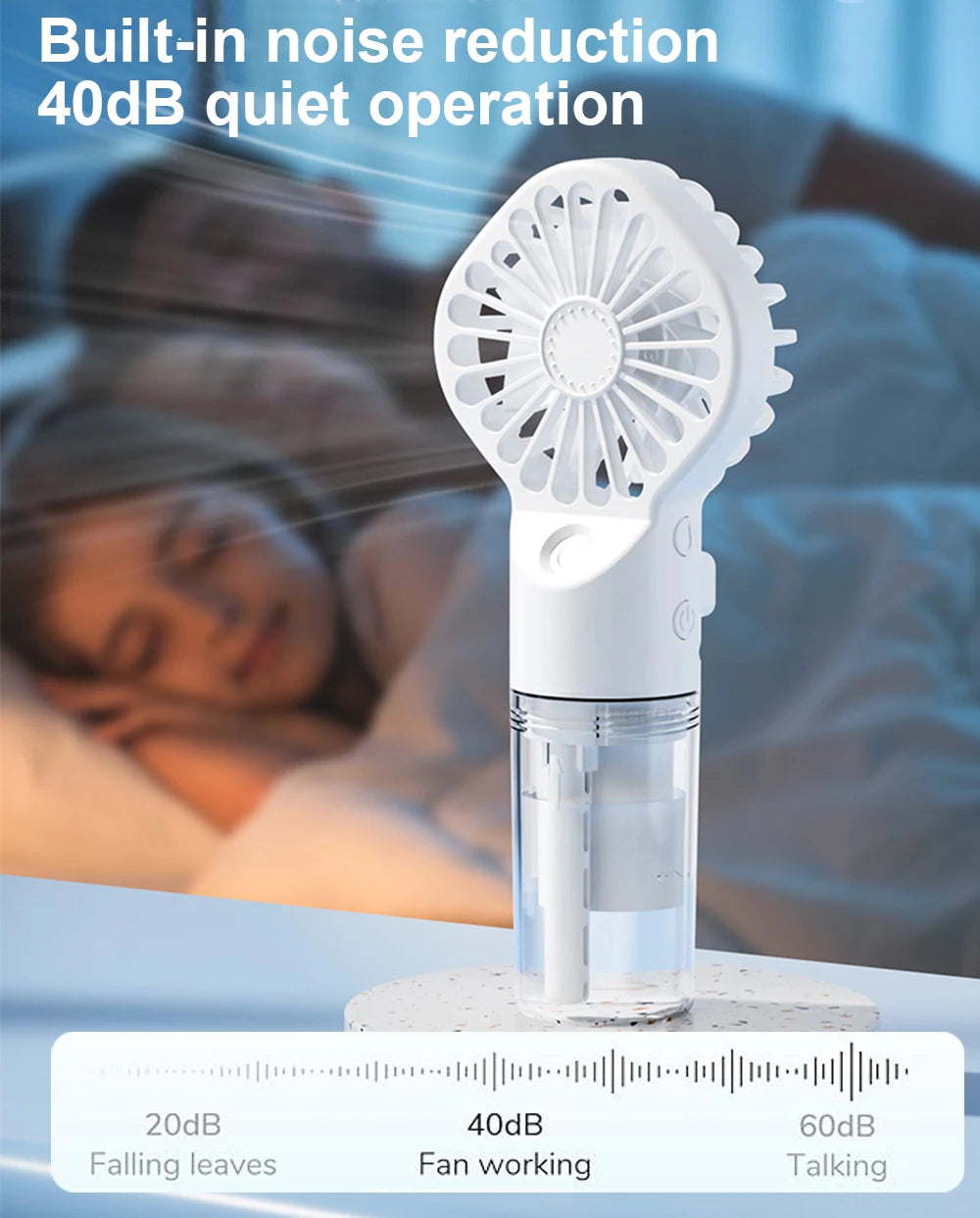 Portable Misting Fan — USB Rechargeable Handheld Humidifier Fan for Home & Outdoor