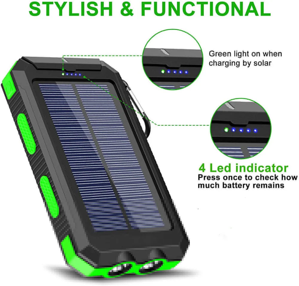 Solar Power Bank 80000mAh — Portable External Battery Charger with LED Light for All Smartphones
