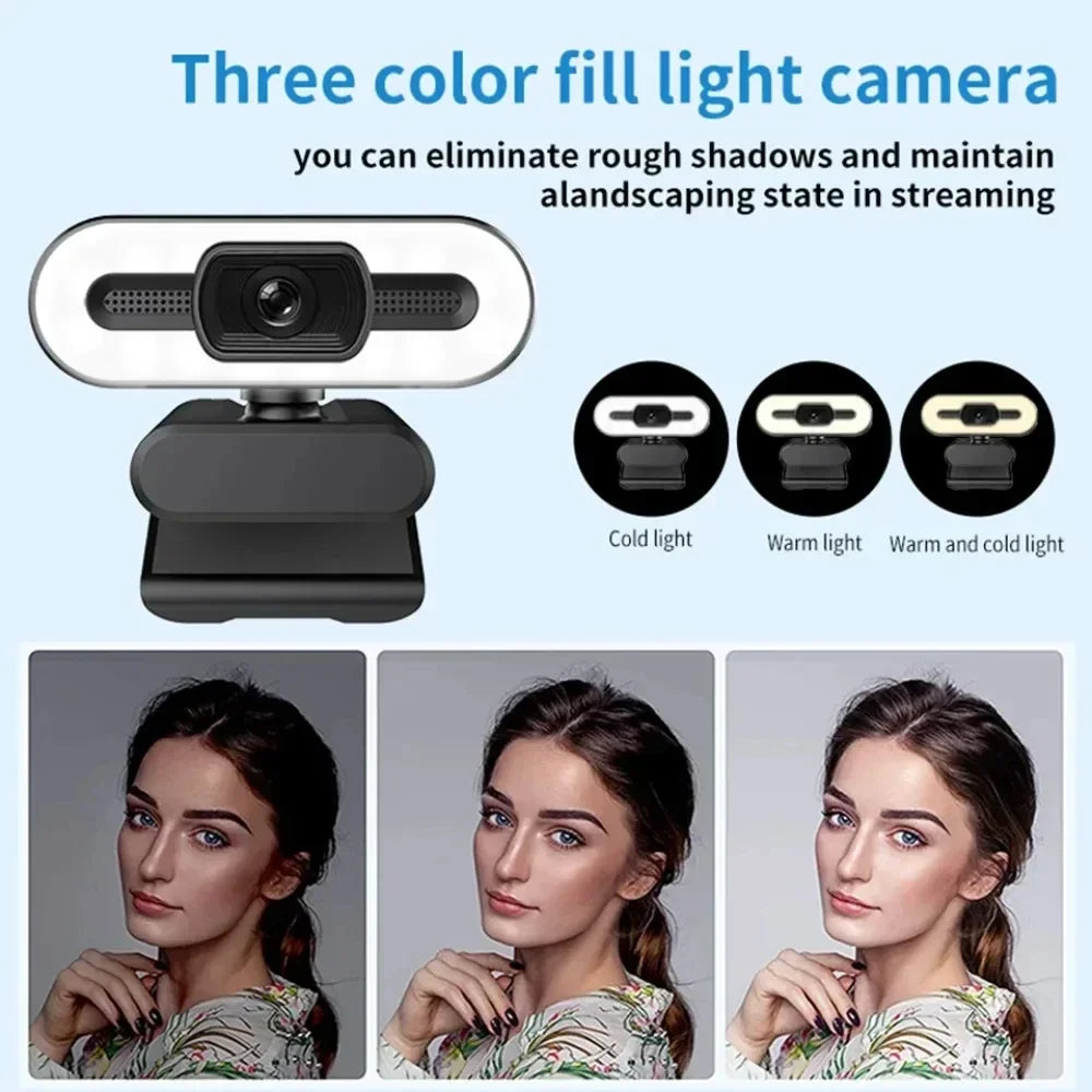 Portable 4K HD Webcam — Auto Focus with Microphone & Light for Live Streaming & Video Calls