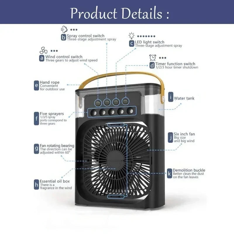 Mini Portable Air Conditioner — USB Desktop Cooling Fan for Home & Office