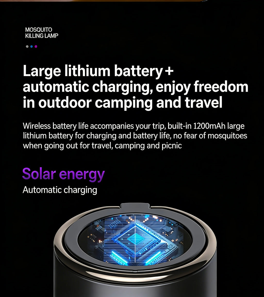 Solar Mosquito Killer Lamp — USB Rechargeable Outdoor & Indoor Insect Trap for Home & Camping