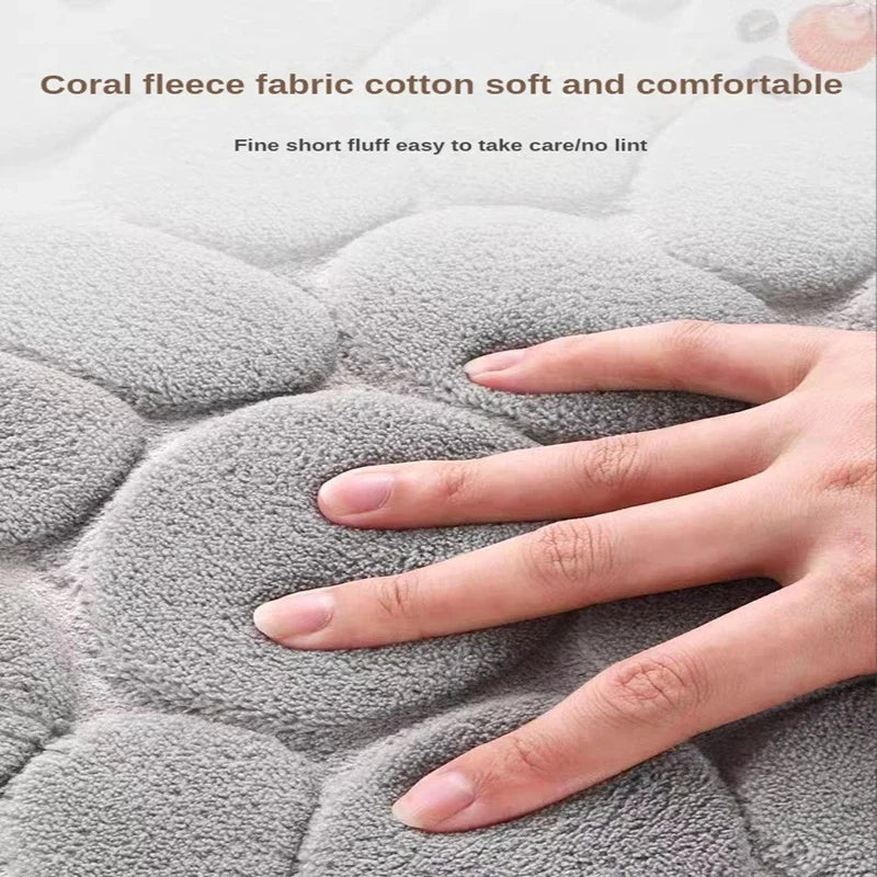 3D Non-Slip Bathroom Mat — Cobblestone Absorbent Quick-Dry Machine Washable Floor Mat