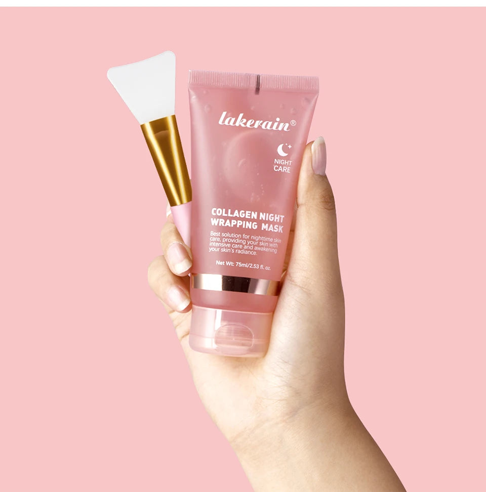 Korean Collagen Wrapping Face Mask & Brush Set — Rejuvenating Brightening & Moisturizing Skin Care