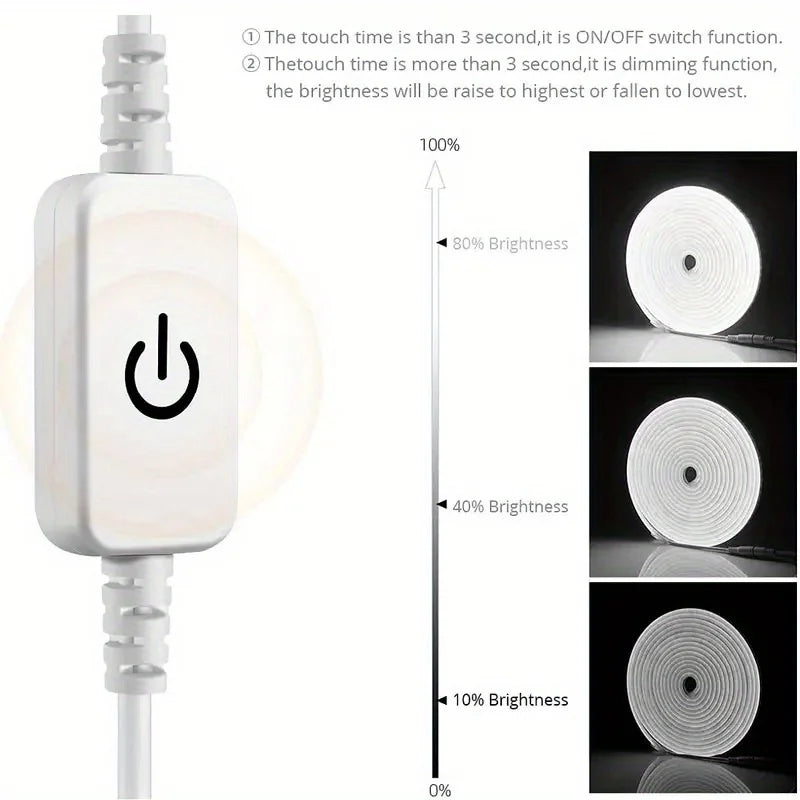 Smart Neon LED Light Strip — Dimmable Touch Sensor Flexible Waterproof Rope Light for Room Decor