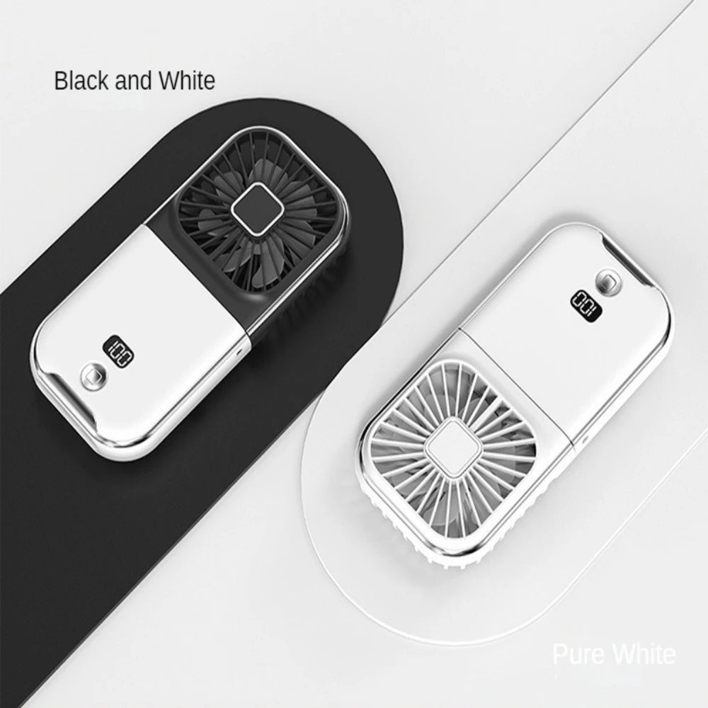 3-in-1 Portable Neck Fan & Power Bank — Foldable USB Rechargeable Desktop Fan for Home, Office & Outdoor