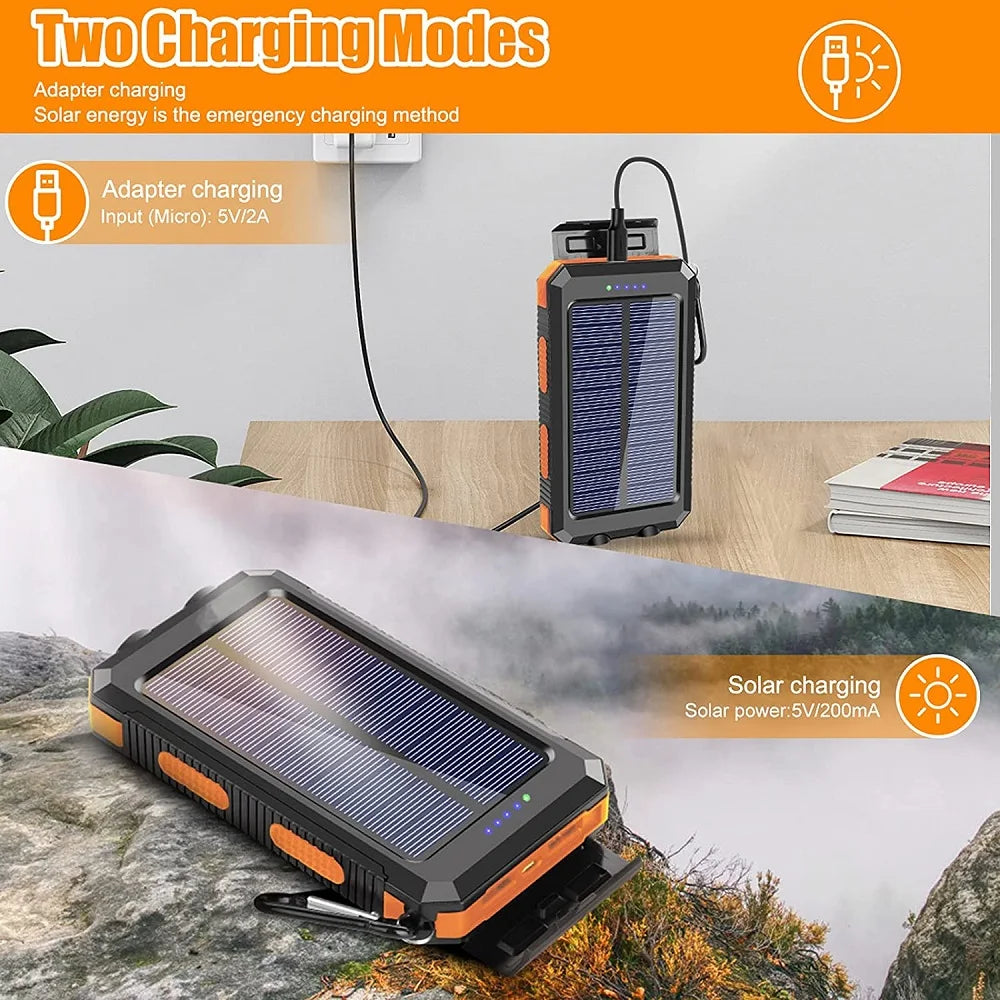 Solar Power Bank 80000mAh — Portable External Battery Charger with LED Light for All Smartphones
