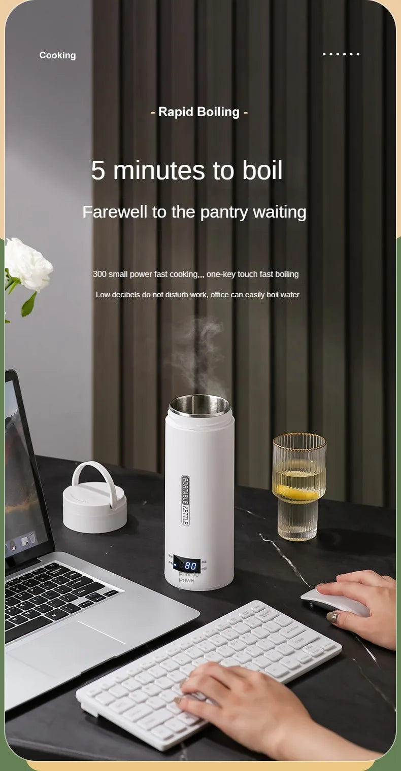 Portable Electric Travel Kettle – Fast Boiling 304 Stainless Steel Water & Baby Milk Warmer