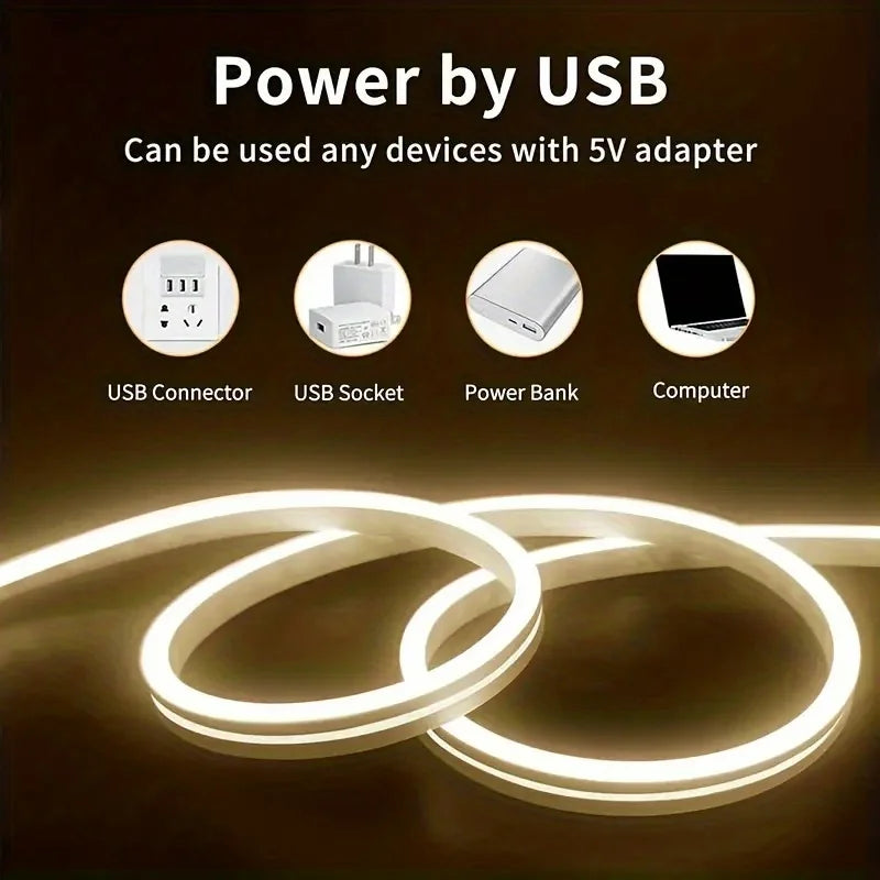 Smart Neon LED Light Strip — Dimmable Touch Sensor Flexible Waterproof Rope Light for Room Decor