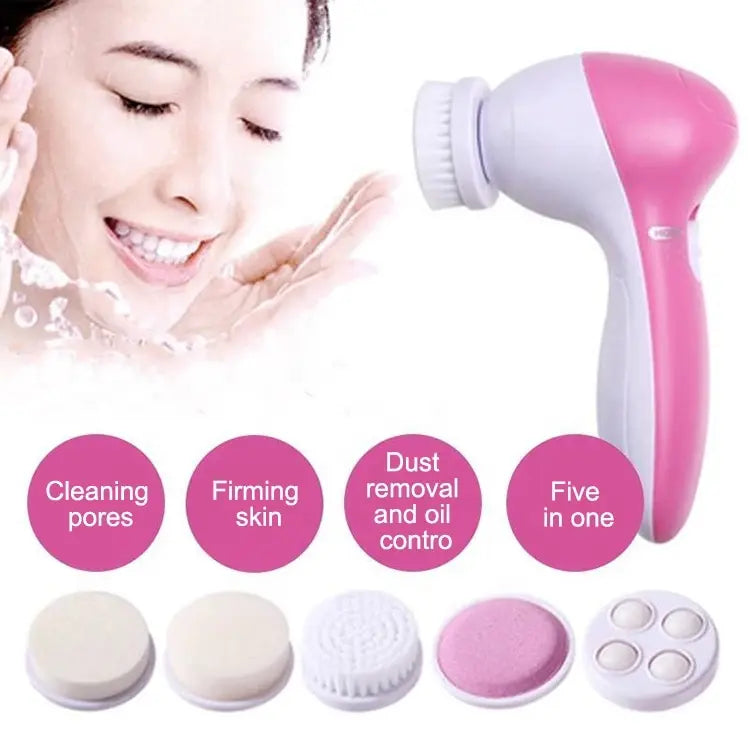 Electric Face Cleansing Brush 5-in-1 — Facial Cleanser Massager & Blackhead Remover for Skin Care