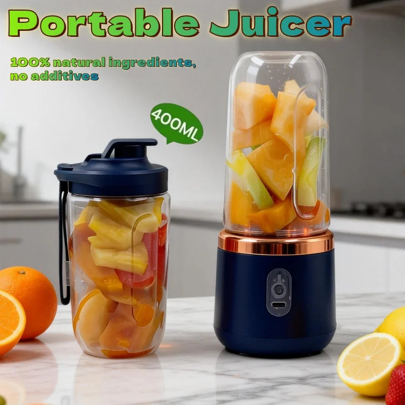 Double Cup Portable Blender — USB Juicer for Smoothies, Milkshakes & Juices