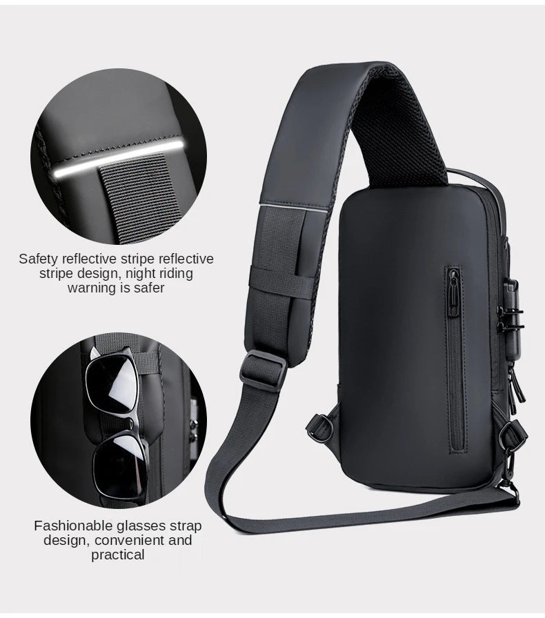 Men's PU Leather Crossbody Bag — Anti-Theft Shoulder & Chest Bag Multifunctional for Travel