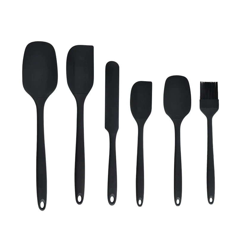Silicone Kitchen Utensil Set — 6-Piece Baking Tool Set with Spatula, Scraper & Oil Brush