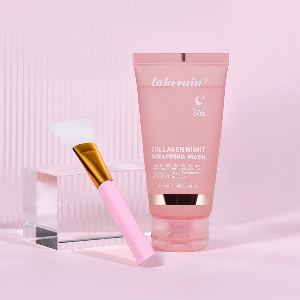 Korean Collagen Wrapping Face Mask & Brush Set — Rejuvenating Brightening & Moisturizing Skin Care