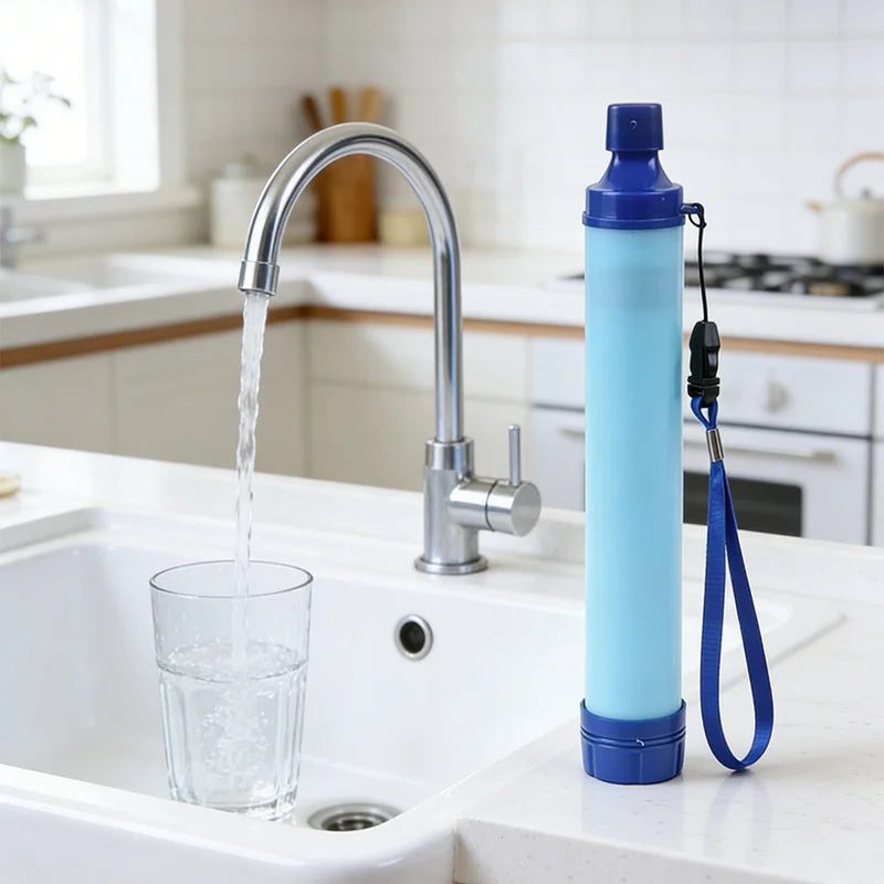 Portable Water Purifier Filter — Compact Survival Water Filter for Camping, Hiking & Emergency