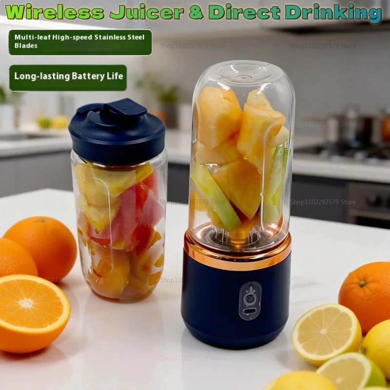 Double Cup Portable Blender — USB Juicer for Smoothies, Milkshakes & Juices