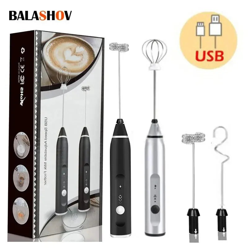 Portable Electric Milk Frother — USB Mini Whisk for Coffee, Cappuccino & Egg Beater