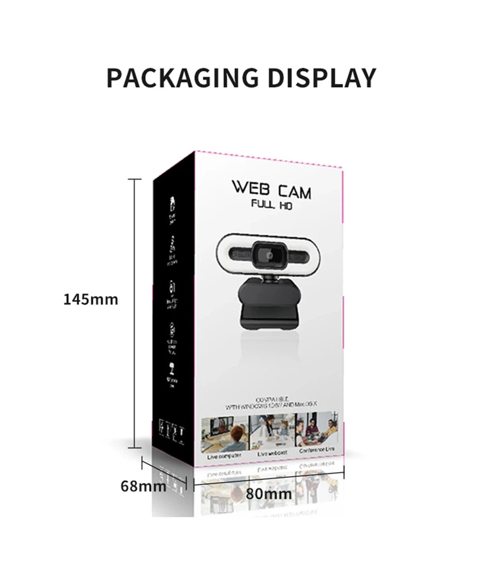 Portable 4K HD Webcam — Auto Focus with Microphone & Light for Live Streaming & Video Calls