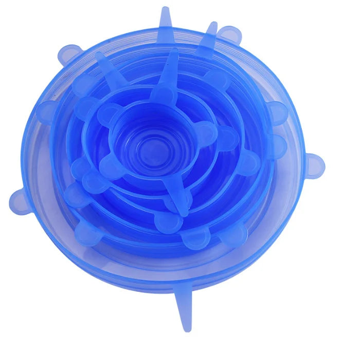 6PCS Silicone Food Cover Set — Reusable Airtight Stretch Lids for Kitchen & Food Storage