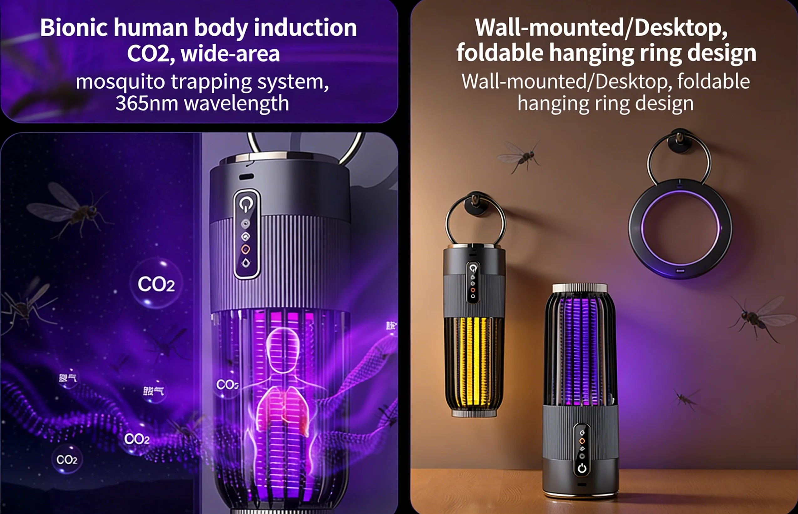 Solar Mosquito Killer Lamp — USB Rechargeable Outdoor & Indoor Insect Trap for Home & Camping