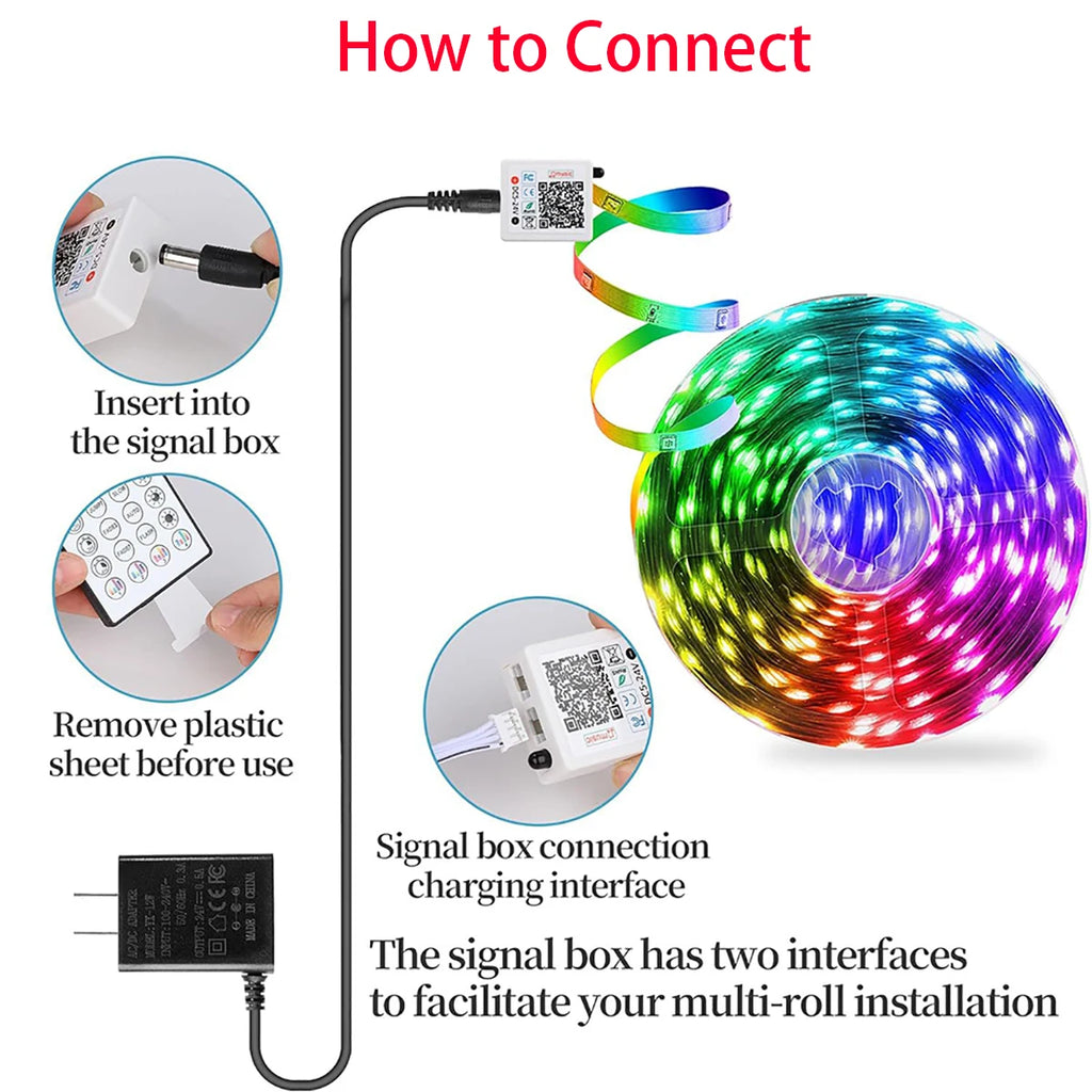 Smart LED Light Strips — RGB Music Sync Color Changing for Room & TV