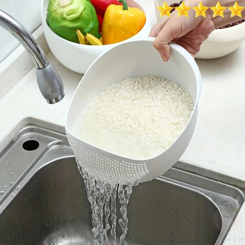 Multi-Purpose Rice Drain Basket — Fruit & Vegetable Colander Sieve for Kitchen