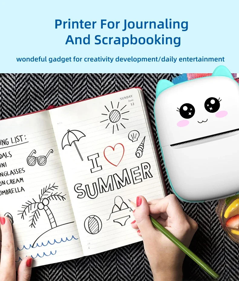 Mini CAT Portable Thermal Printer — Wireless Bluetooth Photo & Label Printer for Android & iOS