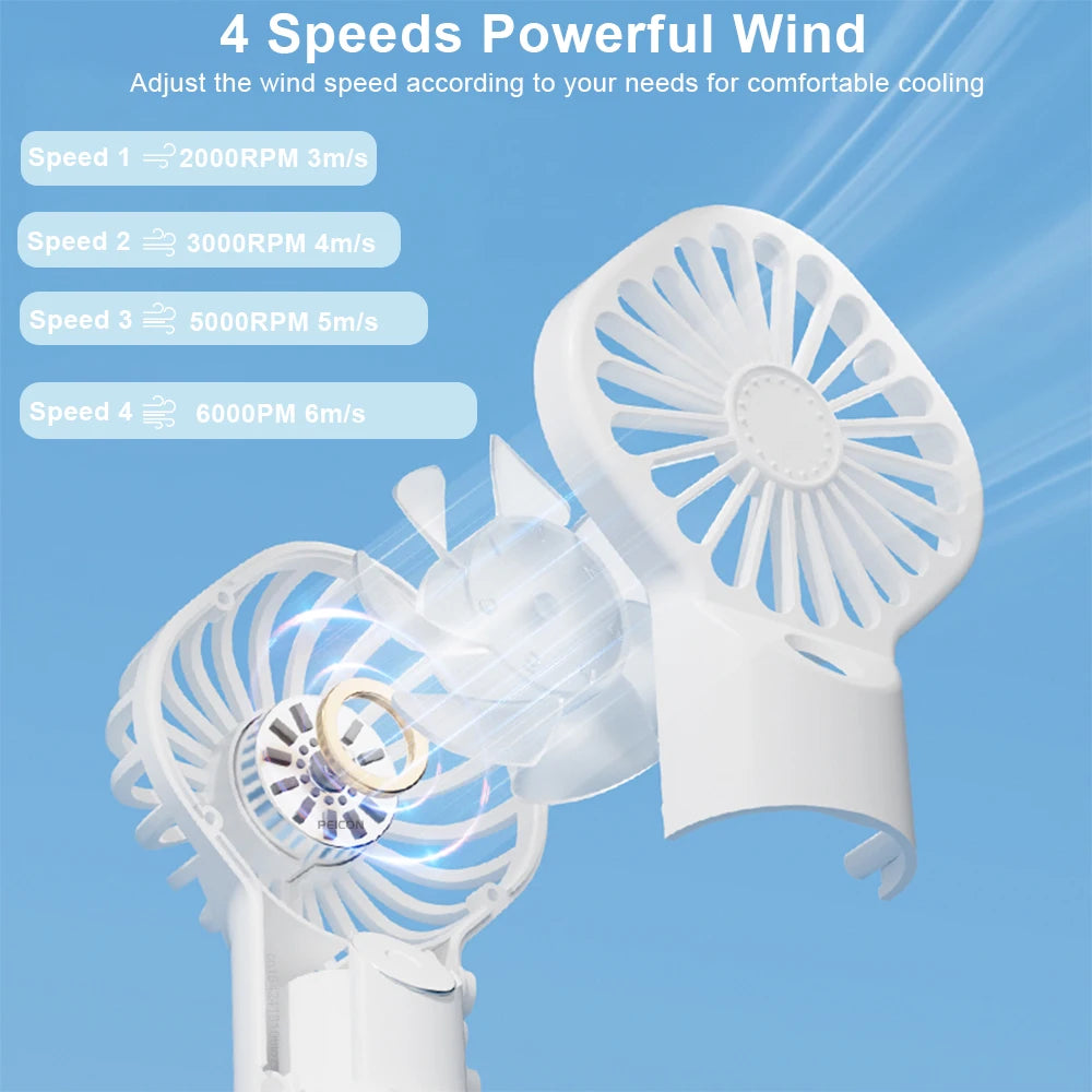 Portable Misting Fan — USB Rechargeable Handheld Humidifier Fan for Home & Outdoor